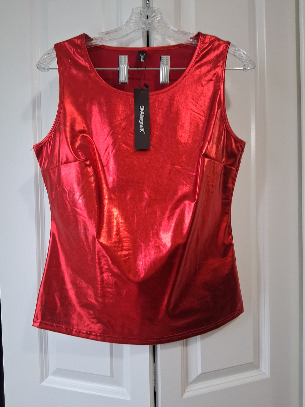 Allegra K Red Metallic Sleeveless Top